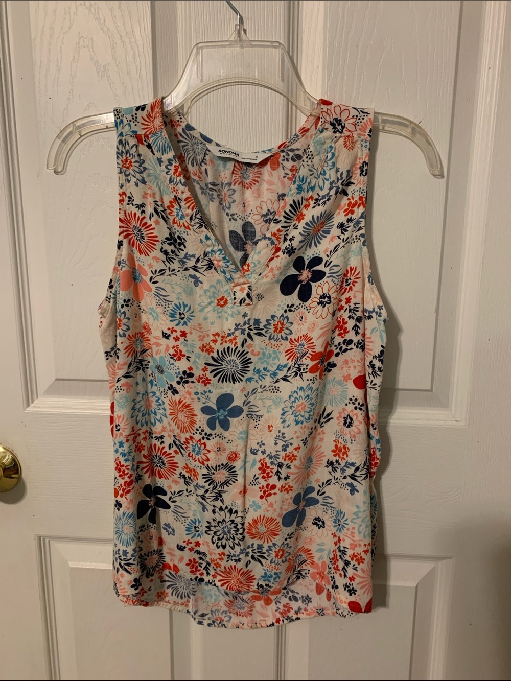 Sonoma Multicolor Floral V-Neck Sleeveless Top  -  size S